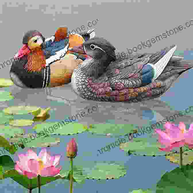 A Bird And Flower Painting Depicting A Pair Of Mandarin Ducks Swimming Among Lotus Flowers. Album Of Painting And Calligrapy Volume Iv