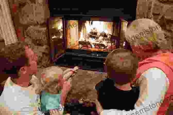 A Family Gathered Around A Fireplace, Sharing A Holiday Story. A Fantastic Holiday Season: The Gift Of Stories
