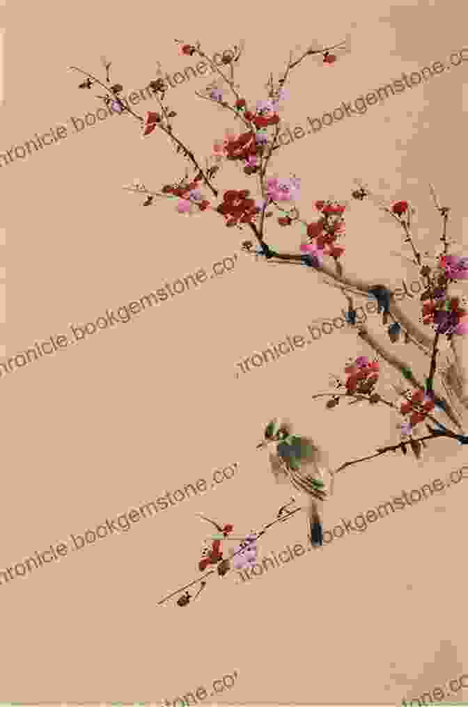 A Flower Painting Featuring A Delicate Arrangement Of Plum Blossoms, With A Bird Perched On A Branch. Album Of Painting And Calligrapy Volume Iv