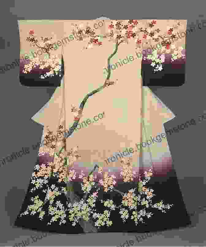 A Traditional Japanese Kimono Pattern Featuring Cherry Blossoms, With Delicate Brushstrokes And Vibrant Colors. Treasury Of Flower Designs For Artists Embroiderers And Craftsmen (Dover Pictorial Archive)