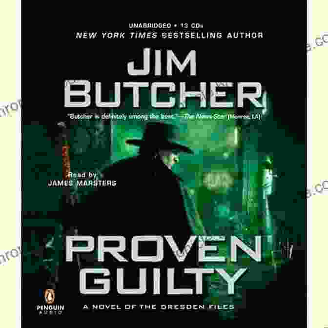 Proven Guilty Book Cover With A Dark Background, Featuring Harry Dresden Standing In The Foreground And A Malevolent Figure In The Background Proven Guilty (The Dresden Files 8)
